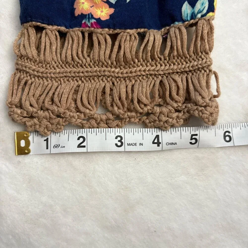 Boho Chic Crochet & Floral Knit Top With Raglan Sleeves Size Small